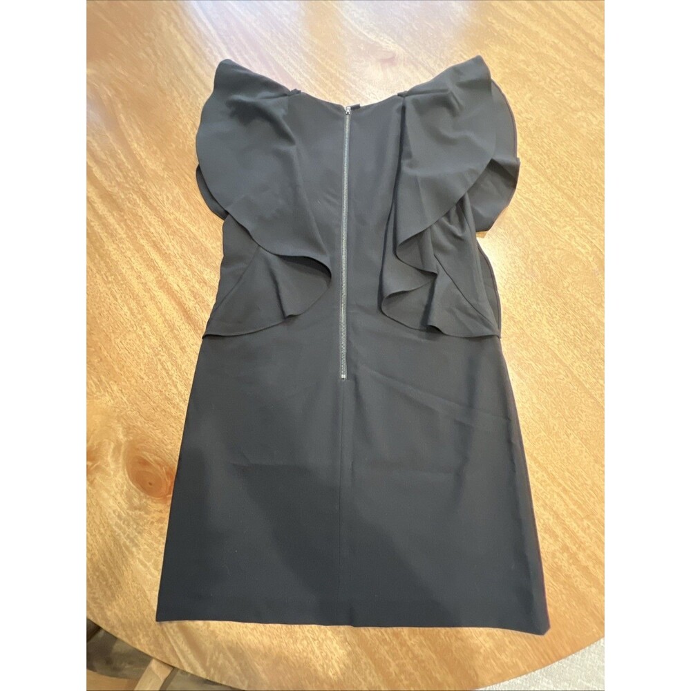 Gabrielle Union NY&Co Womens Black Sheath Dress Flutter Sleeve V Neck Sz S Small - Picture 4 of 12